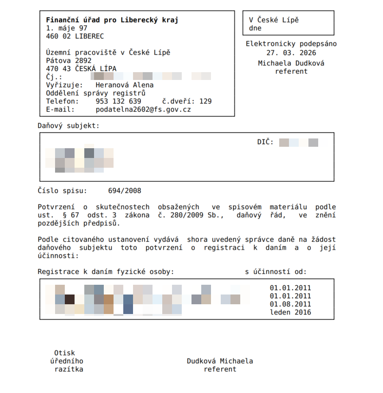 CZ third choice VAT document