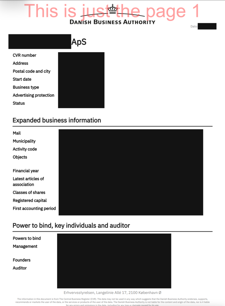 DK business registration extract