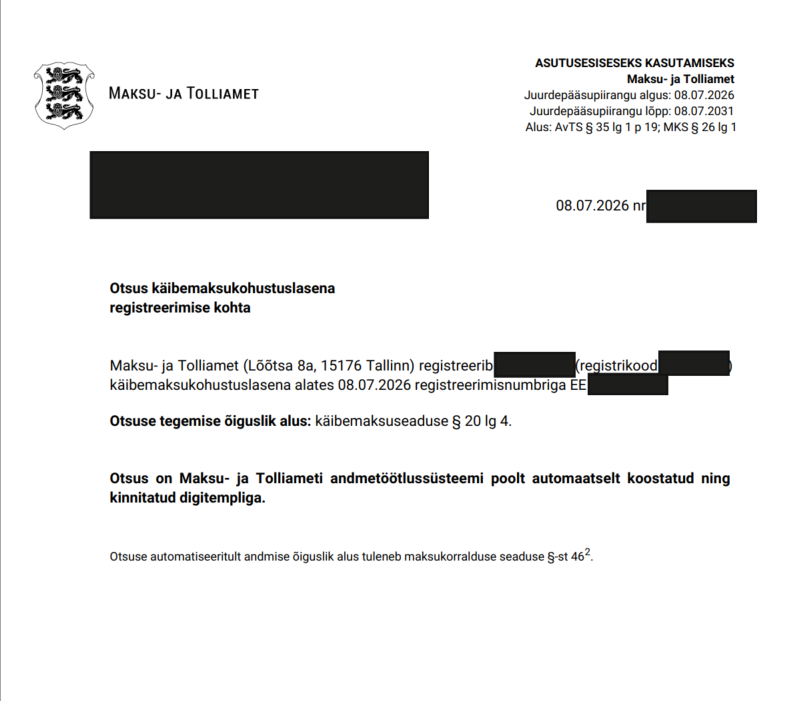 EE first choice VAT document