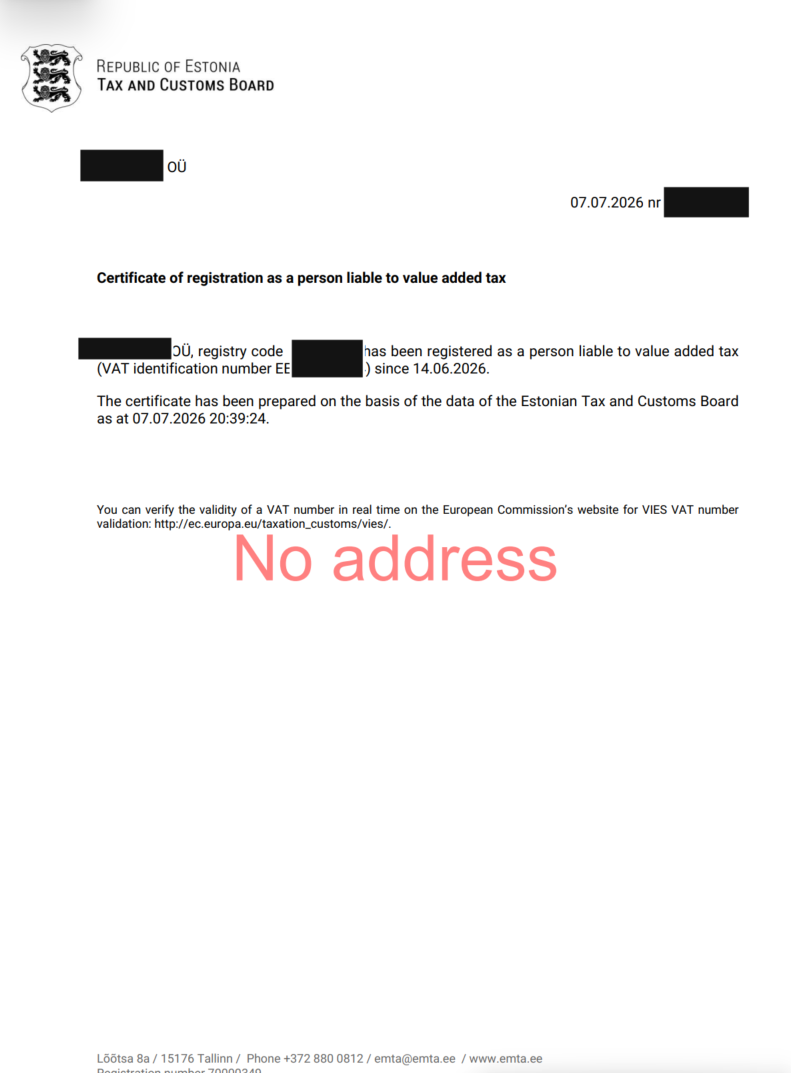EE second choice VAT document