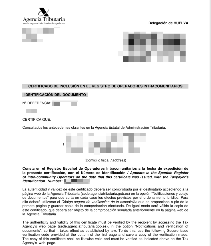 ES VAT document first choice