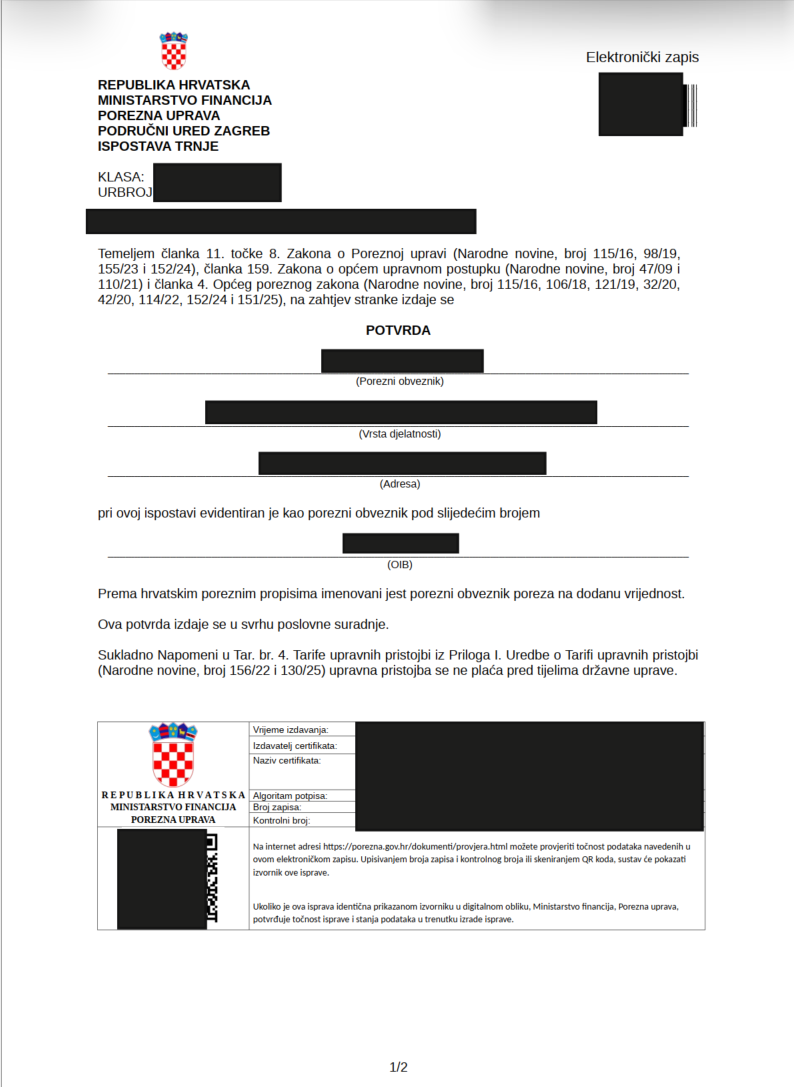 HR first choice VAT document