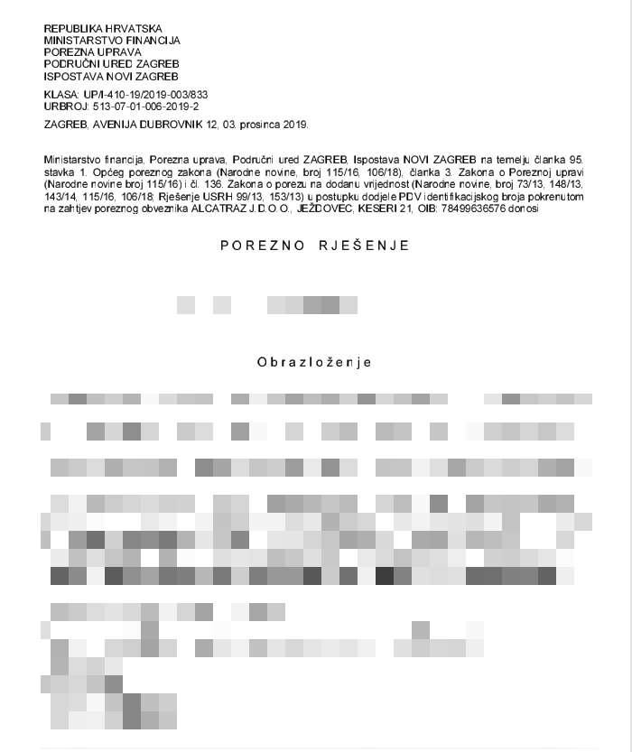 HR second choice VAT document