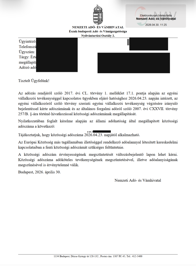 HU VAT document second choice