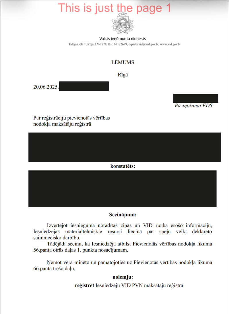 LV VAT document