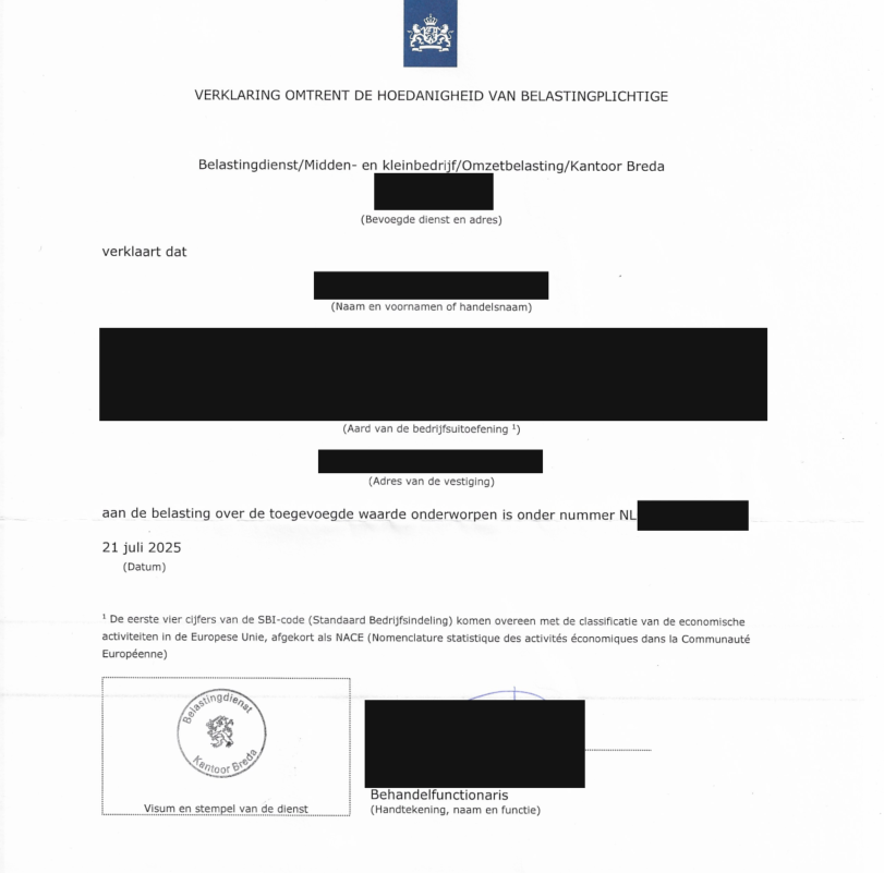 First choice NL VAT document