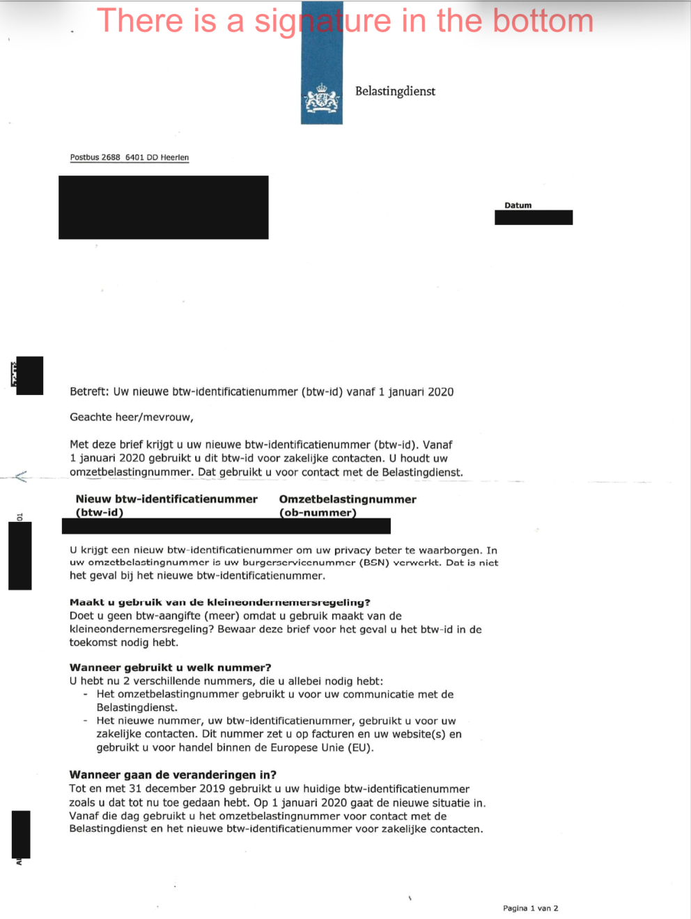 Third choice NL VAT document