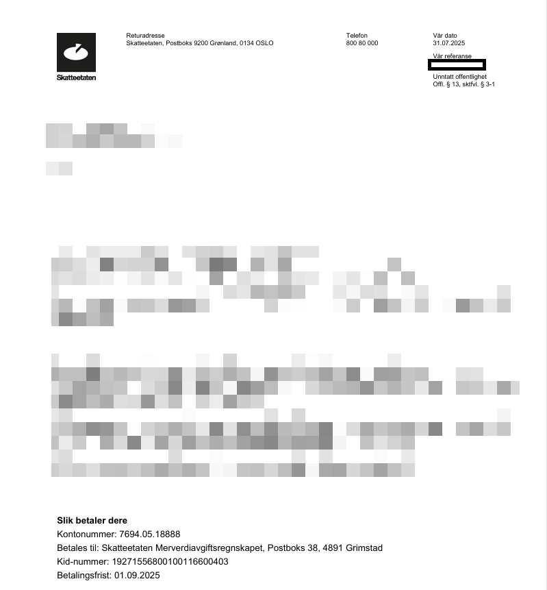 NO VAT document correct