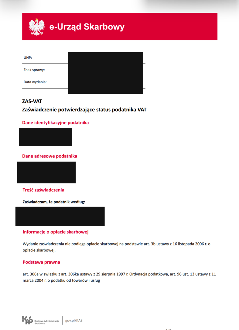 First choice PL VAT document