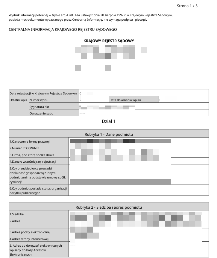 PL business registration extract