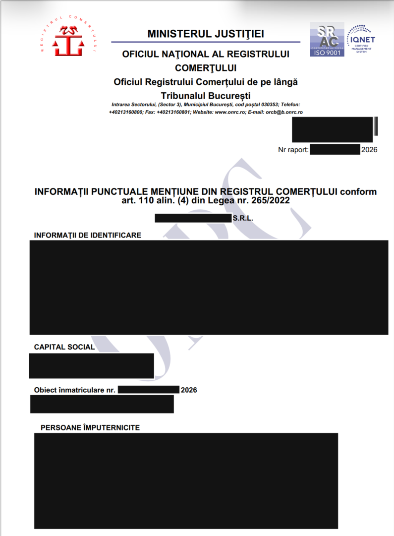 RO first choice business registration detailed version