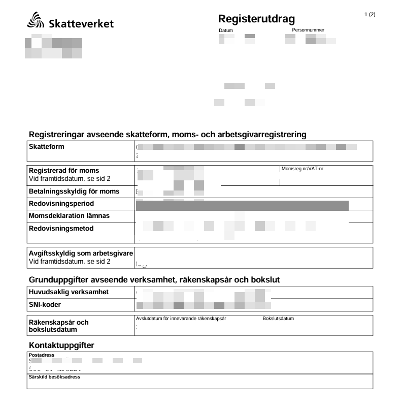 SE VAT document