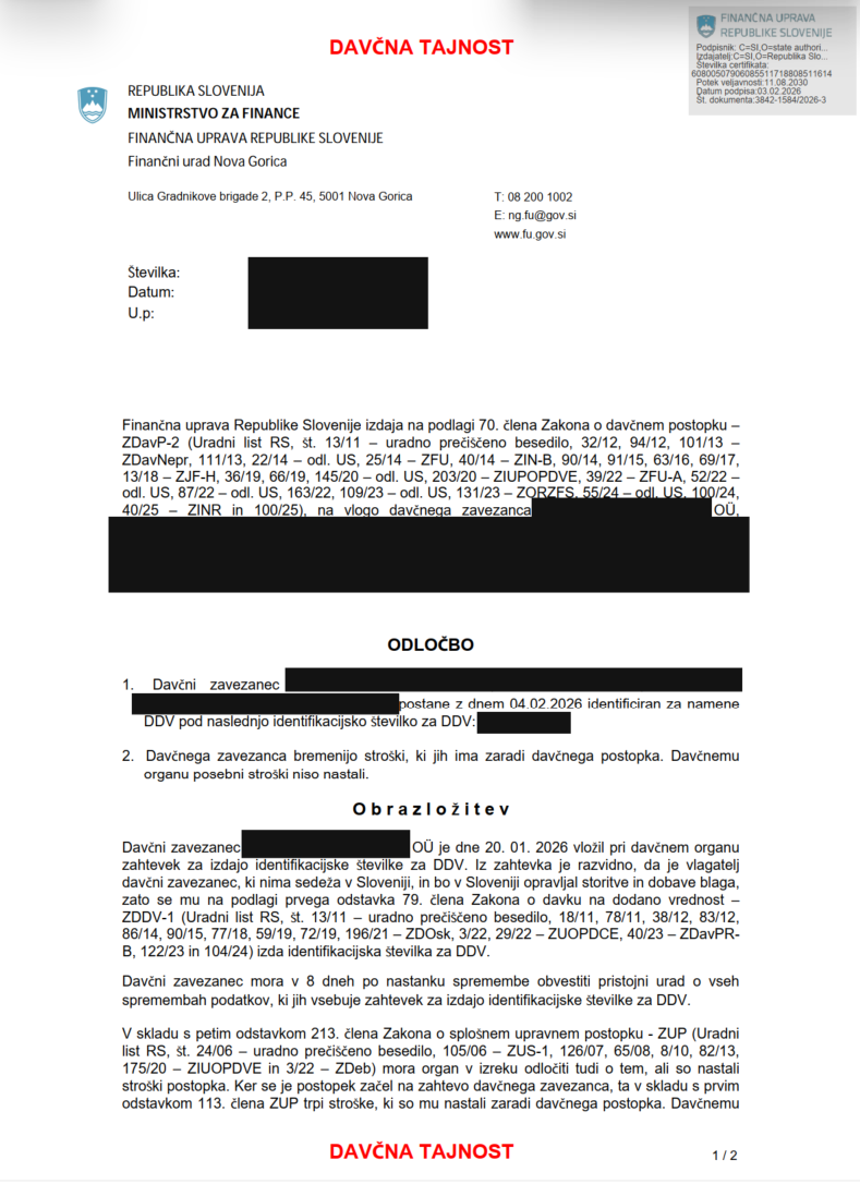 SI first choice VAT document