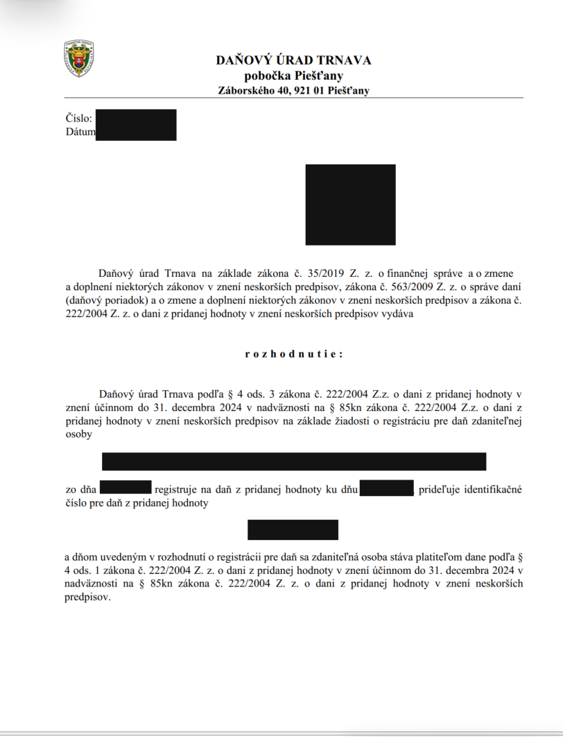 SK first choice VAT document