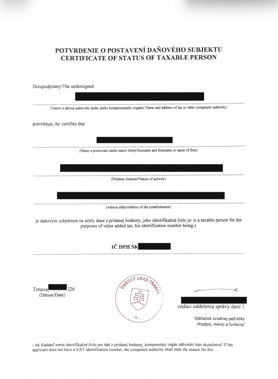 SK fourth choice VAT document